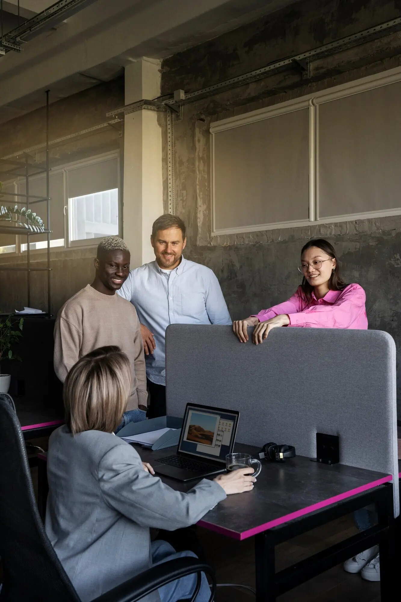 Medium shot of people working indoors